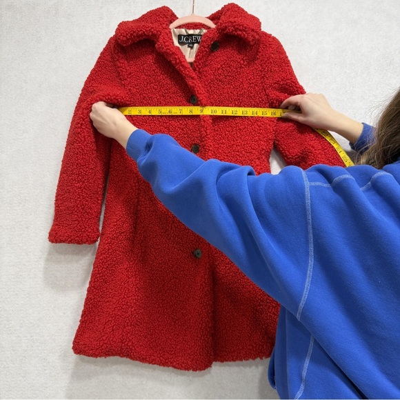 J. Crew Women's Red Sherpa Pea Coat - Picture 3 of 5